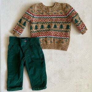 NWOT Carter’s Baby 2-Piece Holiday Sweater & Corduroy Pant Set Size 6 Month